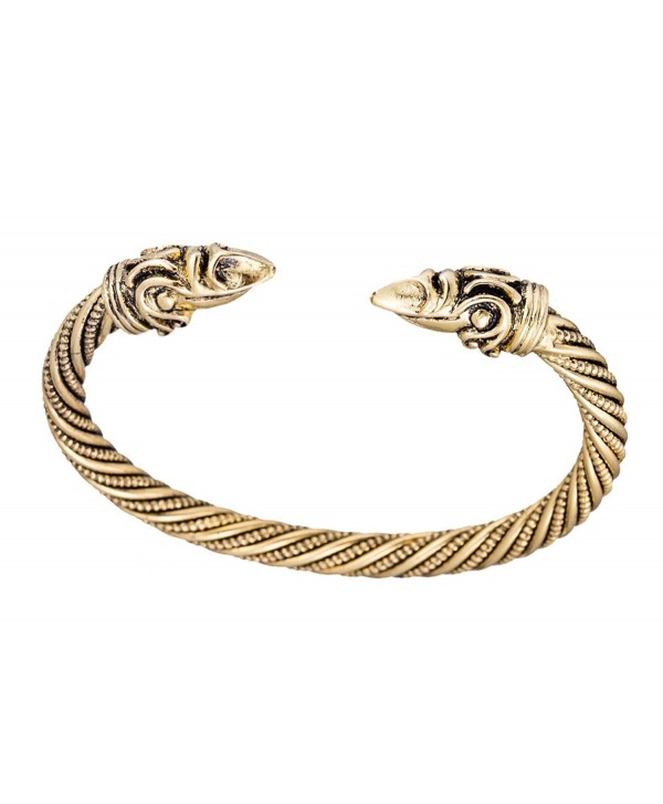 Vintage Nordic Raven Head Spiritual Animal Jewelry Celtic Knot Bohemia Cuff Bracelet for Men/Women - antique gold - CB189N3ZYZC