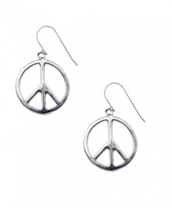 Sterling Silver Peace Sign Symbol Drop Dangle Earrings - CG113UNW1ET
