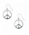 Sterling Silver Peace Sign Symbol Drop Dangle Earrings - CG113UNW1ET