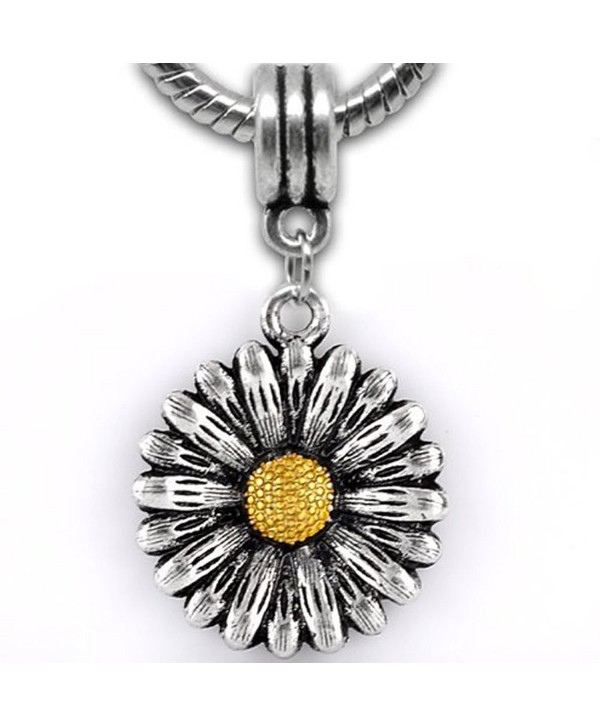 Sun Flower Dangle European Beads For Snake Chain Charm Bracelet - CN11D7EZ1BL