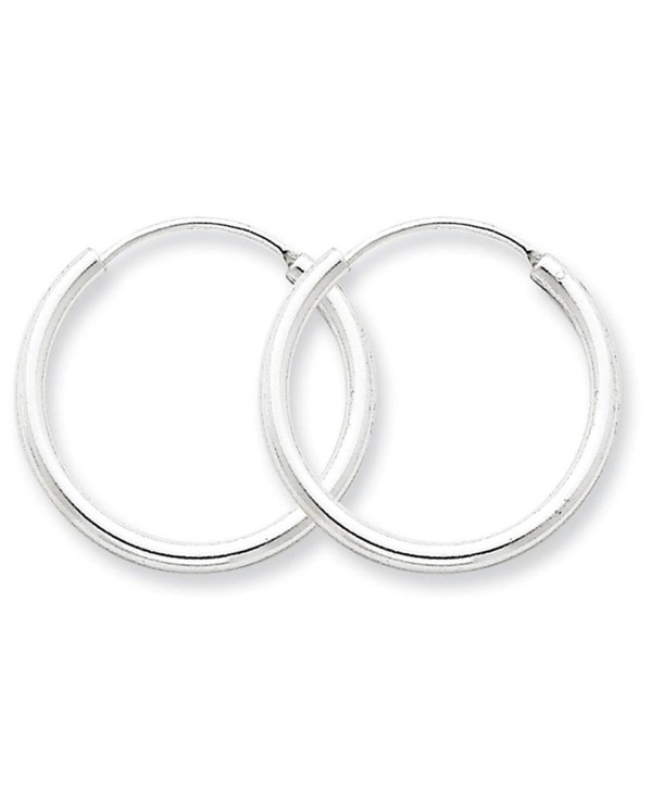 925 Sterling Silver Polished Hollow Tube Endless Hoop Earrings 2mm x 22mm - CY11FW53J3P