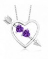 0.00 Ct Purple Zirconia 925 Sterling Silver Heart & Arrow Pendant - CY186RR5G8Y
