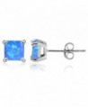 Sterling Silver Created Opal 5mm Square Prong-Set Stud Earrings - Blue - C012G0EGYHT