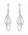 EVER FAITH Women's Austrian Crystal Simulated Pearl Twist Chandelier Teardrop Dangle Earrings Clear - Silver-Tone - C8184SCI9KR