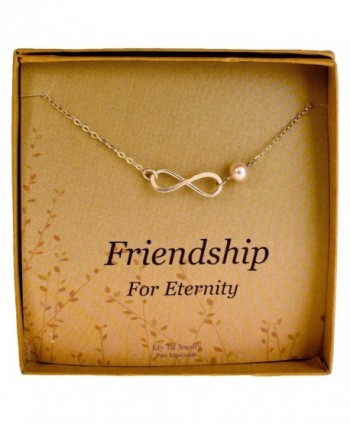 Sterling Silver Infinity Necklace - Cultured Pearl Bridesmaids / Friendship Jewelry Gift - C611JUHKWAN