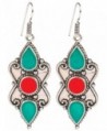 Sansar India Boho Silver Plated Oxidized Colored Drop Indian Earrings Jewelry for Girls and Women - Blue - CF12ODSJ9PJ