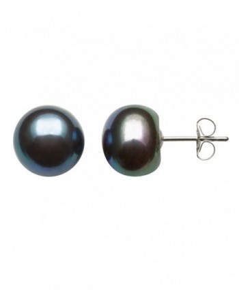 14K Gold Black Cultured Freshwater Pearl Stud Earrings - C511LMPKSXD