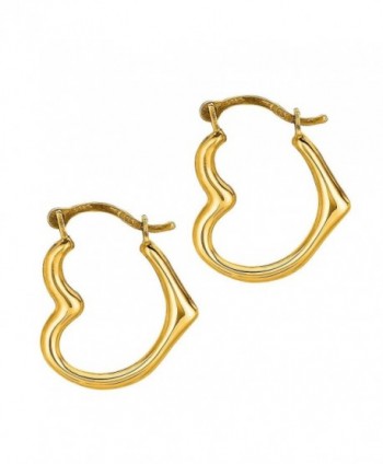 10k Yellow Gold Polish Finish 15x13mm Open Heart Hoop Earring With Click top Clasp - CY11FG52YYL