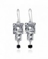Contemporary Design Dangle Earrings Multi Squares Matte Black Onyx Cube Bead 925 Sterling Silver Earring - C912JS55TJB