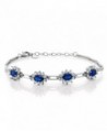 Simulated Sapphire 925 Sterling Silver Women's Bracelet (2.36 cttw- 7 Inch with 1 Inch Extender) - CT11CD5QENT
