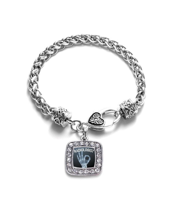 Radiologist Classic Silver Plated Square Crystal Charm Bracelet - CQ11U7O4C23