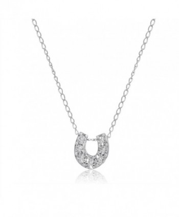 Mini Lucky Horseshoe Diamond Pendant-Necklace in Sterling Silver - CF12E03JEDN
