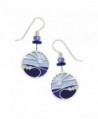 Adajio Thin Lightweight Dangle Earrings in Periwinkle Blues With Silvertone Foaming Waves Overlay - C911U398CSR