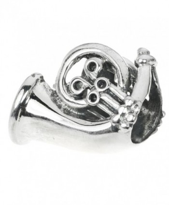 925 Sterling Silver French Horn Bead For European Charm Bracelets - CQ11FR46XJ3