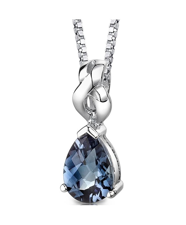 Simulated Alexandrite Pendant Necklace Sterling Silver Pear Shape - CH113RD7CFZ