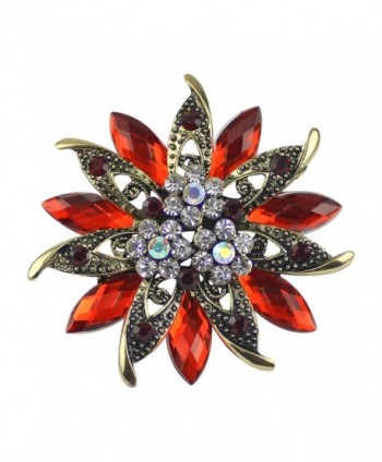 Ailer Vintage Red Brooches for Women Retro Bouquet Flower Brooch Pin with Created Crystal-Red - CH186XT5YWE
