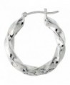 Small Sterling Silver Italian Hoop Earrings Twisted Square Thick Tube 7/8 inch - C5111IBXHMZ