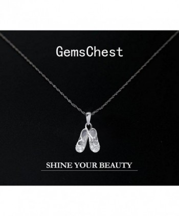 GemsChest Sterling Zirconia Slippers Necklace in Women's Pendants