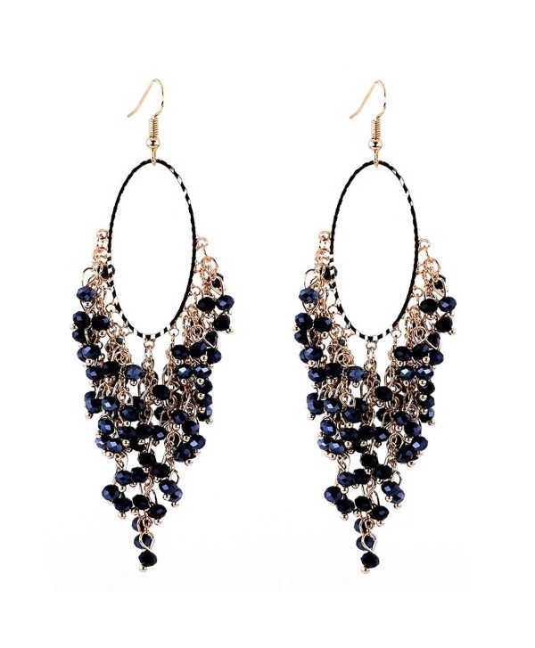 Kaymen Jewelry fashion Beads Crystals Drop Dangle Earrings for Women - Black - C612B4STW4X