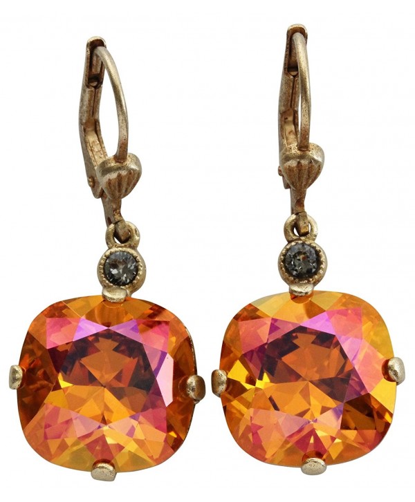 Catherine Popesco Goldtone Crystal Round Earrings- Astral Pink Orange 6556G - CT12DY04HB7