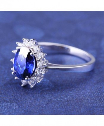 ANGG Sapphire Sterling Princess Engagement in Women's Wedding & Engagement Rings