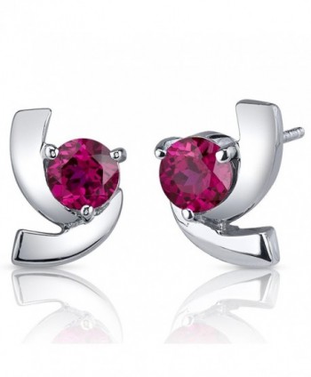 Created Ruby Earrings Sterling Silver Round Cut 2.50 Carats - CD116NSEDRB