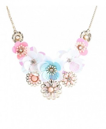 Isaloe Women Flower Choker Bib Necklace Colorful Graduating Flower Clustered Chunky Statement Necklace - Gold - CI1895KUH43