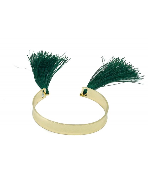 Tassel Adjustable Cuff Bracelet in Gold Tone Available in 2 Colors - Green - CA184239D9A