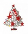 EVER FAITH Star Decorative Wishing Tree Austrian Crystal Enamel Brooch - Silver-Tone Red - C611BGDN7WZ
