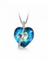 T400 Jewelers "Shooting Star" Heart Swarovski Elements Crystal Pendant Necklace Love Gift - Blue - C317Z2AE73I