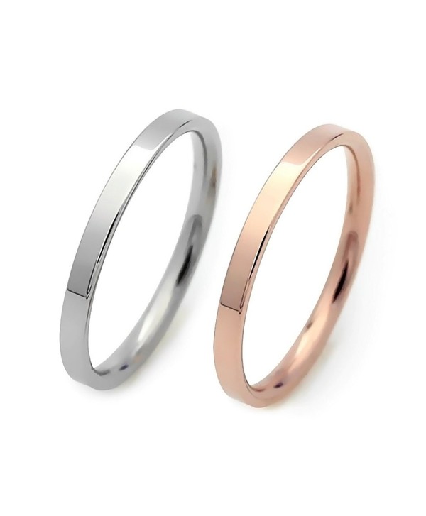 ELBLUVF Stainless Steel Thin Band Ring Hammered Stacking Skinny Wire Ring Simple Knuckle Ring - CD12FKQOK0L