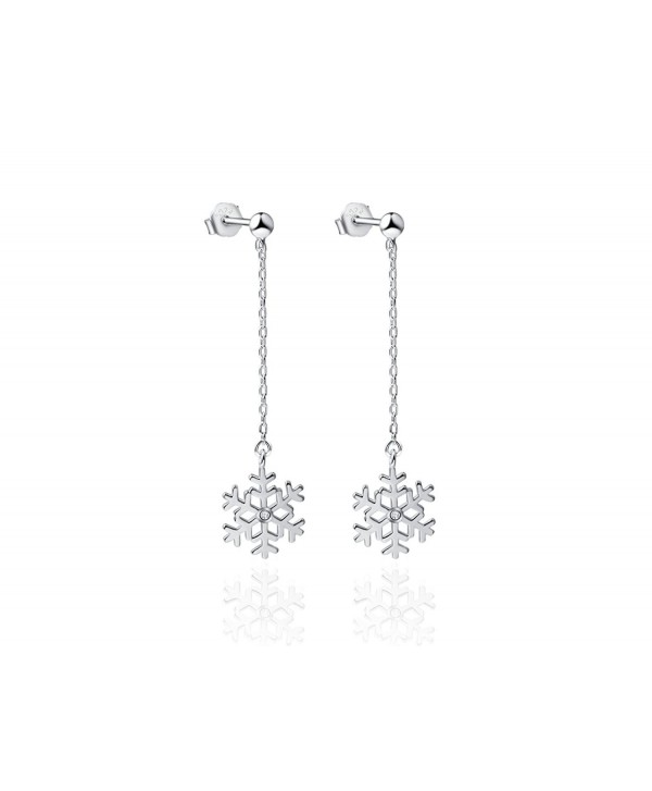 Snowflake925 Sterling Silver High-Polished Drop Dangle Earrings Lovely Gift for Girls - CX187Q0YYTM
