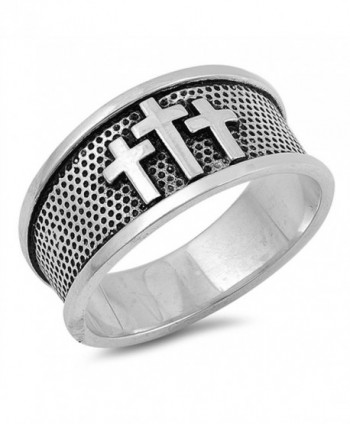 Oxidized Three Cross Sinners Grace Ring New .925 Sterling Silver Band Sizes 5-12 - CA184Y7DON6