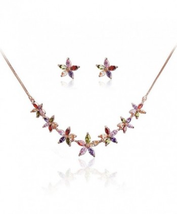 Marquise cut Multicolor Zirconia Necklace Earring in Women's Jewelry Sets