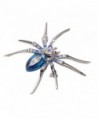 Dazzling Spider Clip Pin Brooch w/ Rhinestone - Blue - CS11CQLW5PV