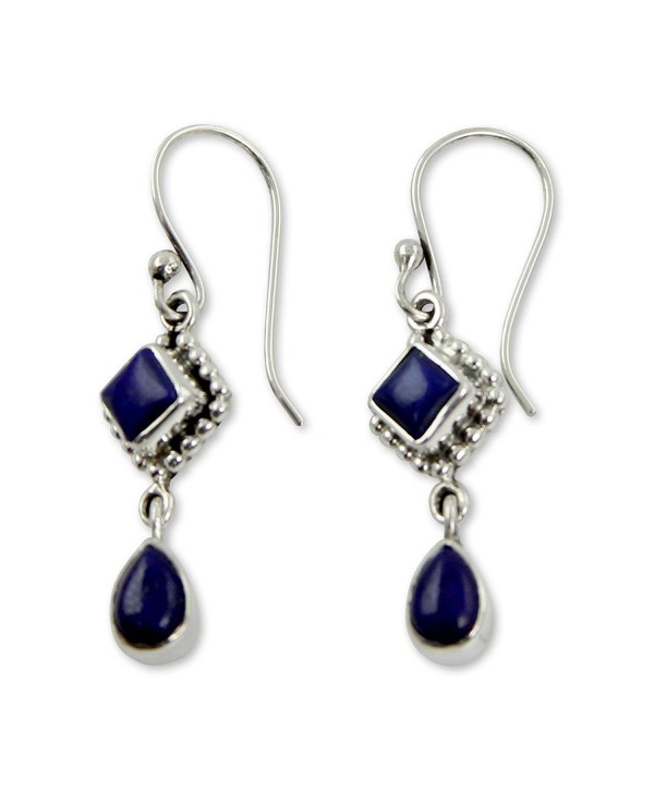 NOVICA .925 Sterling Silver and Lapis Lazuli Dangle Earrings- 'Queen of Diamonds' - C8127Y2U6KR
