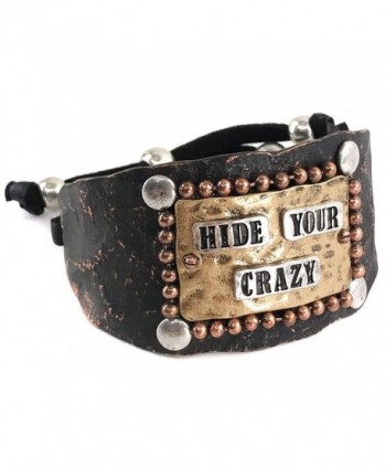 Western Peak Western Tritone Hammered "Hide Your Crazy" Leather Cuff Bracelet - C4120RYT0L5