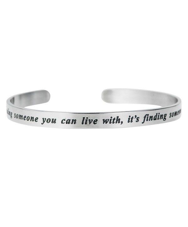 Qina C. Love Is.. Finding Someone You Can't Live Without Adjustable Cuff Bracelet Wristband Bangle - Silver Tone - C812N1COGNB