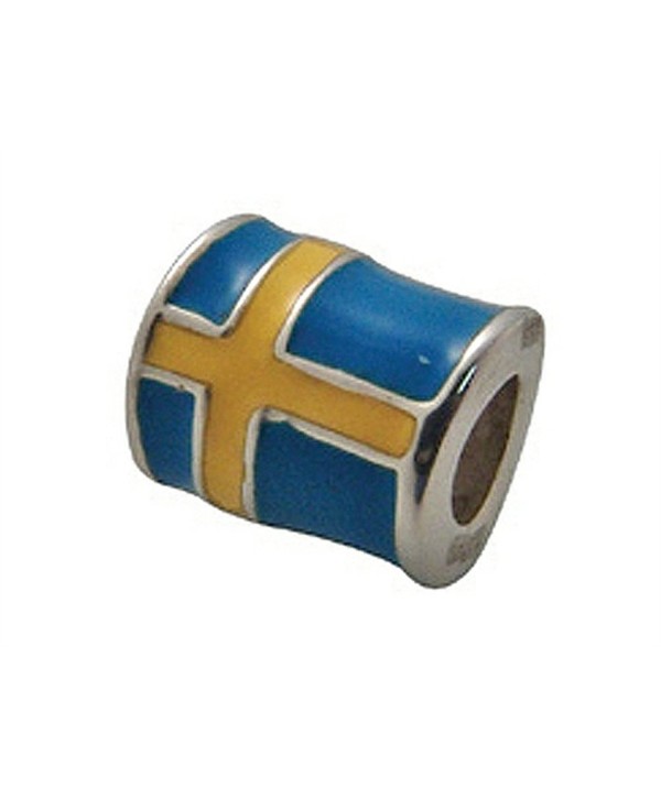 Zable Sterling Silver Sweden Enamel Flag Bead / Charm - CI113PTRVXJ