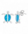 Sterling Silver Created Opal Turtle Stud Earrings - Blue Opal - C5127RQ3O8V
