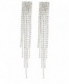 Silvertone 4.5 Inch Chandelier with Tassels and Stones Earrings (E-1064) - CP11LZY6NNP