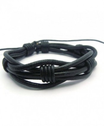 APECTO Leather Ropes Black Surfer Wrap Bracelet Handmade- SM2 - CE123IZ400L