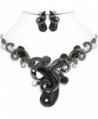 AnsonsImages Black Tear Gun Metal Color Dark Gray Necklace Earrings Set - C012F97AFAN