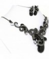 AnsonsImages Black Metal Necklace Earrings in Women's Jewelry Sets