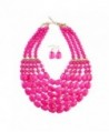 Riah Fashion Women's Popular Beaded Statement Necklace Set for Her - Hot Pink - CW12NSFURJK