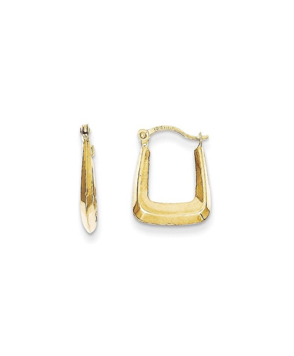 10K Yellow Gold Hollow Squared Hollow Hoop Earrings (Approximate Measurements 15mm x 12mm) - C111DQUCSLR