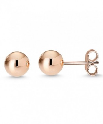 925 Solid Sterling Silver High Polished 7MM Bead Ball Stud Earrings Rhodium Plated - Pink - CK1884EITZL