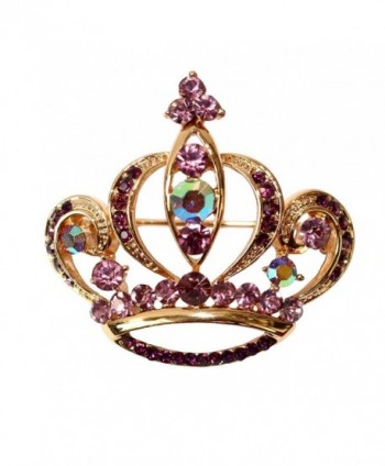 Navachi 18k Gold Plated Purple Crystal Royal Crown Az7157b Brooch Pin - CO11VFTK51B