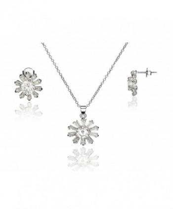 Jewelry Set - Flower Necklace Pendant Earrings for Women Teen Little Girls - Fashion Gift 18K Gold Plated - CD12N2JLVWK