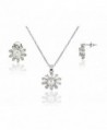 Jewelry Set - Flower Necklace Pendant Earrings for Women Teen Little Girls - Fashion Gift 18K Gold Plated - CD12N2JLVWK